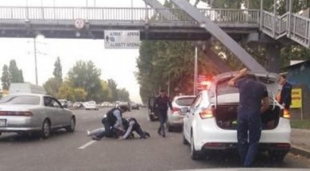 Полицейские задержали нарушителя на проезжей части в Алматы