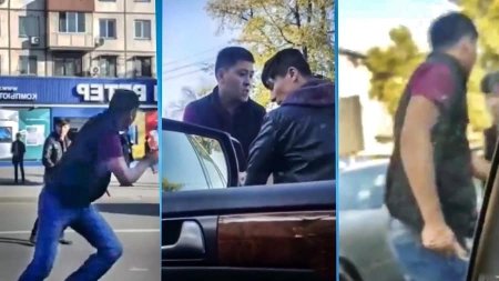 Водители устроили драку с оружием прямо на дороге в Алматы (видео)