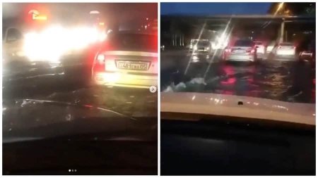 Коллапс на дорогах возник после дождя в Алматы (видео)