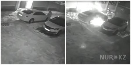 Неизвестный мужчина поджег автомобиль в Уральске (видео)