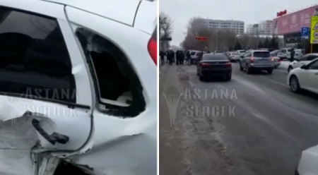 9 машин столкнулись в Астане: У водителя случился приступ