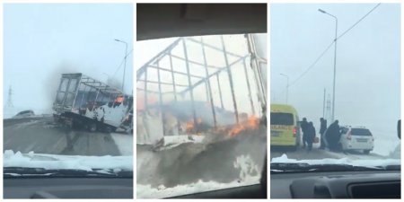 Один погиб, еще двое пострадали: грузовик, автобус и минивэн столкнулись на трассе Атырау–Доссор