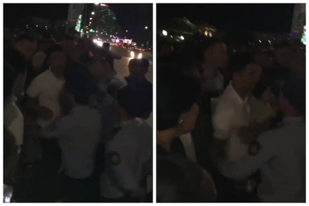 Полицейский, толкнувший мужчину с ребенком на руках, попал на видео в Актобе