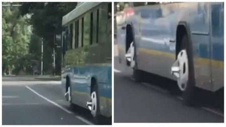 "Для зомби-апокалипсиса": автобус с необычными колесами сняли на видео в Алматы