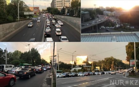 Страшные пробки образовались на нескольких улицах Алматы