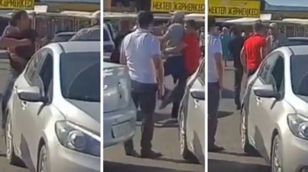 Не поделили дорогу: драку мужчин на парковке сняли в Актау