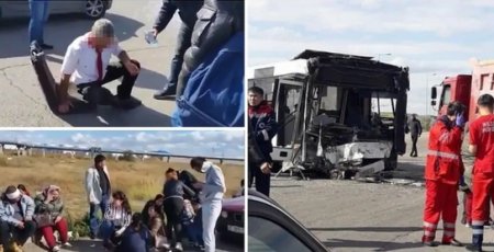 Водитель в крови, пассажиры на асфальте: видео покореженного автобуса напугало астанчан