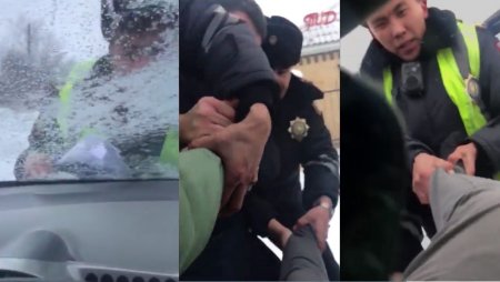 Житель Акмолинской области прокатил полицейского на капоте