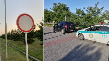 Припарковавший авто на тротуаре водитель был оштрафован в Талдыкургане