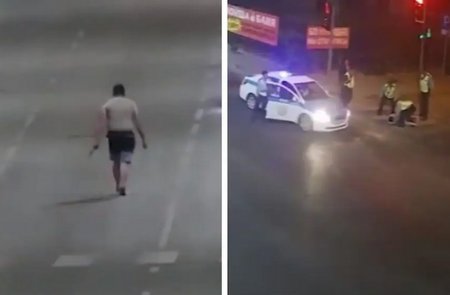 Пьяный мужчина кидался с ножом на проезжающие автомобили в столице