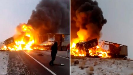 Водитель фуры сгорел заживо в ДТП на трассе в Актюбинской области