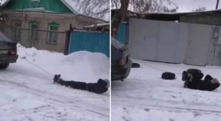 Привязанного за ноги к машине парня протащили по улице в Павлодаре