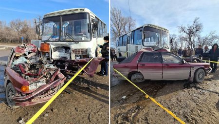 Водитель Mitsubishi Galant погиб при столкновении с автобусом